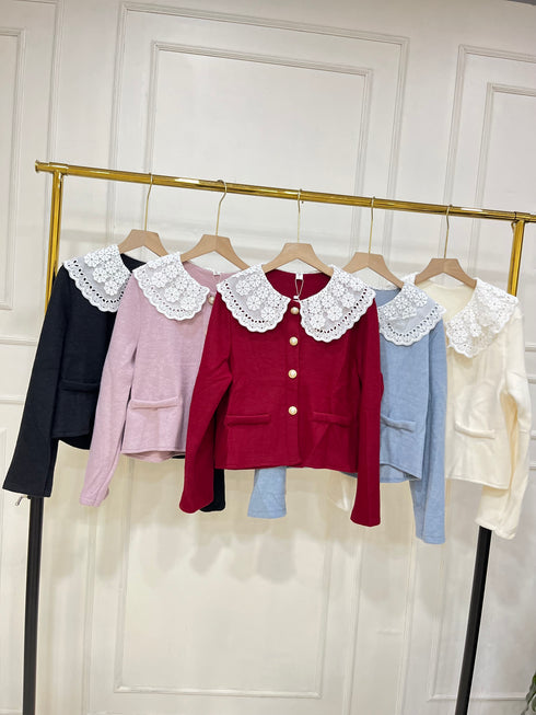 Women Peter Pan Collar Winter Cardigan